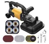 Kit de meuleuse à béton 4 têtes, ponceuse électrique de 3800 W avec 6 vitesses réglables, ponceuse à main pour cloisons sèches, polissage et détartrage des surfaces en béton(No Rpd)