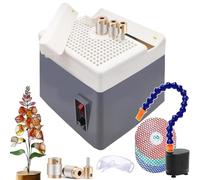 Kit de meuleuse pour vitrail, 60 W, mini outil de bricolage portable avec meuleuse diamant, disques de grain, pompe de circulation d'eau et outil de positionnement d'angle pour arts du verre