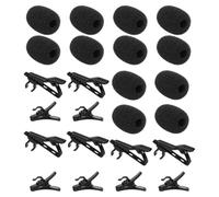 Kit de Micro-cravate avec Pinces Métalliques et Plastiques | Bonnette en Mousse Noire, pour Enregistrements Extérieurs et Podcasts, Clips Légers pour Journalistes et Créateurs