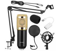 Kit de microphone à condensateur Pro Studio Suspension Boom Scissor Arm Stand avec Fliter,Gold