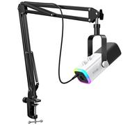 Kit de microphone de jeu FIFINE XLR/USB avec prise casque/muet/rvb/support de bras, ensemble de micro dynamique pour PC PS5/4 mélangeur amplificateur AM8T (AM8TW)