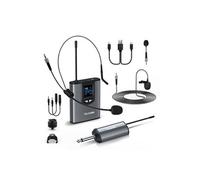 Kit de Microphone TELESIN MIC-UHF-02 sans fil émetteur + un micro-récepteur+Microphone à main + casque + microphone Lavalier