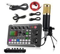 Kit de microphone pour podcast, micro à condensateur BM-800 avec kit de carte son F998 en direct, ensemble d'équipement de podcast avec fonctions de changement de voix et de mixage pour