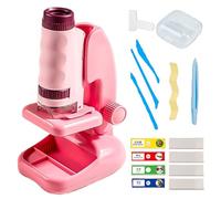 Kit de Microscope pour, Microscope d'Expérimentation Grossissant avec Éclairage LED, Jouet Éducatif Activité d'apprentissage Développement Précoce Garçons Filles 2 Ans et Plus