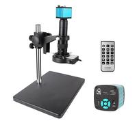 Kit de Microscope vidéo numérique, kit d'accessoires pour caméra électronique 4K HDMI USB avec télécommande et Anneau Lumineux LED, Objectif Grand Angle 180X, Microscope Industriel