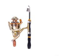 Kit de mini canne à pêche télescopique compact avec moulinet pour combiné, matériau en carbone et bobine en alliage d'aluminium avec roulements résistants pour une utilisation fluide et lisse (noir
