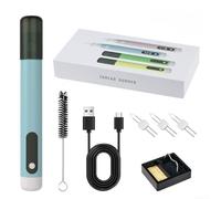 Kit de mini fer à souder portable avec charge et chauffage rapide pour bijoux, perles, cire, faire fondre du bois, réparation de fils de couleur rose (bleu)