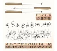 Kit de mini fers à marquer, 26 lettres et 10 chiffres, personnalisables avec 3 poignées pour bois, cuir, chapeaux, feutre, cuir de vache (pas pour alimentation)