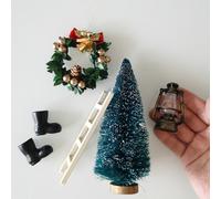 Kit De Mini Maison De Poupée, Arbre De Noël, Guirlande D'ornements Pour La Maison, Fête De Vacances, Échelle Porte, Accès Au Modèle De Maison De Poupée