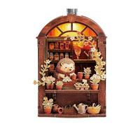 Kit de mini maison en bois à faire soi-même avec lumière LED, dos magnétique, décoration miniature compacte faite à la main pour réfrigérateur, bureau, cadeau (hérisson)