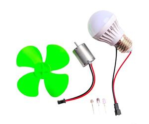 Kit de mini moteur pour turbine éolienne - Générateur d'énergie alternatif - Avec lames - Modèle 12 V (avec ampoule)