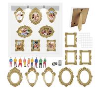 Kit de Mini Musée à Faire soi Même, DIY Mini Museum Box mit LED Licht, 8 Goldene Miniaturrahmen 8 Detailreiche Figuren, für Wanddeko, Jubiläum, Geburtstag und Besondere Anlässe