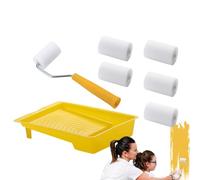 Kit de mini pinceaux à peinture: combinaison de rouleaux compacts avec plateau, conception de poignée ergonomique, ensemble d'applicateurs de peinture réutilisables | Rouleau de peinture professionnel