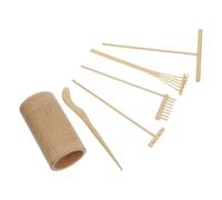Kit de Mini Râteaux Zen en Bambou pour Sable, Bureau et bonsaï | Format Portable, Décor Apaisant pour Bureau, Thérapie au Bac à Sable, Motifs Précis, Teinte Kaki