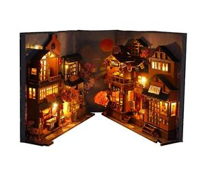 Kit de miniatures de coin de livres | Modèle de rue japonais - Kit de maison miniature 3D pour table, cadeau de nouvel an, anniversaire, Saint-Valentin pour adolescents, adultes