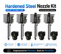 Kit de mise à niveau Hotend A1/A1 Mini, buse remplaçable en acier trempé 0,2/0,4/0,6/0,8 mm, ensemble Hotend haute vitesse résistant à l'usure pour imprimantes 3D Bamboo Lab A1/A1 Mini/A2L 0.2mm hoten