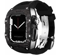 Kit de mod de bande de montre en fibre de carbone RM , pour le boîtier et la bande 45 mm 44 mm , Sangle de montre FluororUbber + cover Retrofit Set , pour Iwatch Series8 7 6 5 4 SE