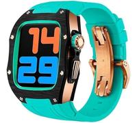 Kit de mod de luxe 45 mm 45 mm Case de couverture en fibre de carbone ， pour la série 8 7 6 5 SE 44 mm 45 mm STRAPE FLUORORUBBER COMPATIBLE AVEC IWATCH ULTRA STRAP REKIT SET