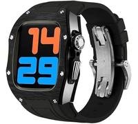 Kit de mod de luxe 45 mm 45 mm Case de couverture en fibre de carbone ， pour la série 8 7 6 5 SE 44 mm 45 mm STRAPE FLUORORUBBER COMPATIBLE AVEC IWATCH ULTRA STRAP REKIT SET