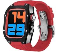 Kit de mod de luxe 45 mm 45 mm Case de couverture en fibre de carbone ， pour la série 8 7 6 5 SE 44 mm 45 mm STRAPE FLUORORUBBER COMPATIBLE AVEC IWATCH ULTRA STRAP REKIT SET