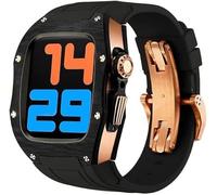 Kit de mod de luxe 45 mm 45 mm Case de couverture en fibre de carbone ， pour la série 8 7 6 5 SE 44 mm 45 mm STRAPE FLUORORUBBER COMPATIBLE AVEC IWATCH ULTRA STRAP REKIT SET