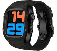 Kit de mod de luxe 45 mm 45 mm Case de couverture en fibre de carbone ， pour la série 8 7 6 5 SE 44 mm 45 mm STRAPE FLUORORUBBER COMPATIBLE AVEC IWATCH ULTRA STRAP REKIT SET
