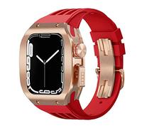 Kit de mod de monté de montre de luxe ， pour 8 7 45 mm ， Sangle de caoutchouc de couverture en alliage en alliage en titane ， pour la série Iwatch 6 5 4 SE 44 mm