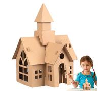 Kit de modèle de chalet - maison de construction de cottage en bois bricolage | Blank Craft Cottagē Castles | Cadeau de maternelle fait à la main | Décoration de la maison des biscuits de Noël | Ensem