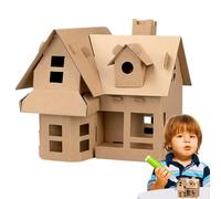 Kit de modèle de chalet - maison de construction de cottage en bois bricolage | Blank Craft Cottagē Castles | Cadeau de maternelle fait à la main | Décoration de la maison des biscuits de Noël | Ensem