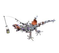 Kit de modèle de lézard 3D en métal à faire soi-même, 1100 pièces, modèle de lézard mécanique steampunk, sculpture articulée à LED, cadeau créatif et tendance pour adultes (version 2.0)