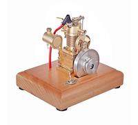 Kit de modèle de moteur à vapeur qui fonctionne, mini moteur à essence 4 temps vertical refroidi par air de 1,6 cc avec base en bois pour démonstration mécanique de bureau et éducation STEM