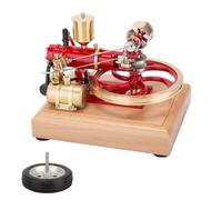 Kit de modèle de moteur à vapeur Retrol qui fonctionne, 1,9 CC monocylindre horizontal 4 temps à trois roues avec volant d'inertie, modèle d'éducation des sciences mécaniques de collection pour les