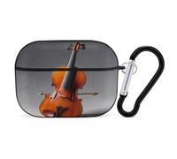 Kit de modèle de violoncelle pour écouteurs - Housse de protection antichoc pour Airpods Pro avec mousqueton et clip anti-chute pour Airpods Pro 2ème génération - Noir