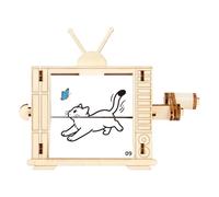 Kit de modèle TV rétro : modèle de machine d'animation avec manivelle, jouet en bois en forme de TV, kits pour faire des machines d'animation avec manivelle - Pour , anniversaire, Noël, année