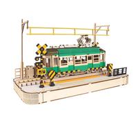 Kit de modélisme classique en bois de chemin de ville - Puzzle 3D - Assemblage mécanique - Construction automobile - Jouet pédagogique DIY - 30,6 x 15,7 x 18,8 cm - Décoration de table - Cœur pour