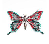 Kit de modélisme Steampunk 3D « Cool Metal Mechanical Butterfly » (plus de 100 pièces/rouge), montage sans colle, par encliquetage, angle d'aile réglable