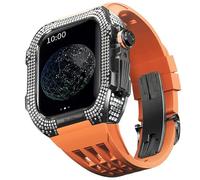 Kit de modification de la montre, kit de sangle de montre de luxe pour 6 5 4 4 SE 44 mm Luxury Fluorine Rubber Strap Titanium Case pour Iwatch 6/5/4 / SE 44 mm Modification de mise à niveau de la