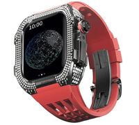 Kit de modification de la montre, kit de sangle de montre de luxe pour 6 5 4 4 SE 44 mm Luxury Fluorine Rubber Strap Titanium Case pour Iwatch 6/5/4 / SE 44 mm Modification de mise à niveau de la