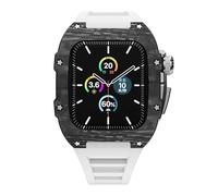 Kit de modification de luxe Étui en fibre de carbone pour bande 45 mm 44 mm en caoutchouc + bracelet en métal pour la série iwatch7 SE 6 5 4 couvercle bricolage