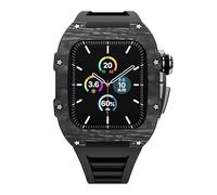 Kit de modification de luxe Étui en fibre de carbone pour bande 45 mm 44 mm en caoutchouc + bracelet en métal pour la série iwatch7 SE 6 5 4 couvercle bricolage