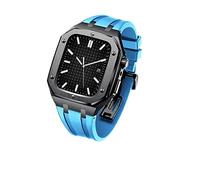 Kit de modification pour le boîtier 8 7 6 SE 5 4 Bandle de caoutchouc en acier inoxydable et ensemble de boîtier 45 mm 44 mm 42 mm MOD Kit pour la sangle iWatch (couleur: lazurite, taille: 44 mm)
