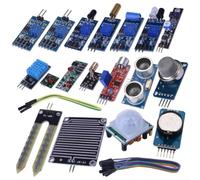 Kit de module de capteur à 16 composants pour Arduino pour Raspberry Pi, DS1302 en temps réel horloge flamme pluie son photorésistor Tilt MQ-2 Modules de capteur de gaz et 9 autres capteurs pour
