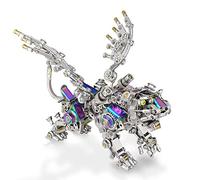 Kit de montage 3D en métal Smilodon Tigre ailé - Modèle mécanique Steampunk à faire soi-même avec plus de 650 pièces métalliques colorées, puzzle en acier inoxydable pour adultes, Halloween