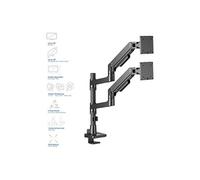 - Kit de montage (bras pour moniteur, montage sur perche) - pour 2 écrans LCD - aluminium, plastique, acier - noir - Taille d'écran : 17"-49"
