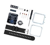 Kit de montage de montre électronique à tube numérique LED avec pièces métalliques en silicone pour débutants, Noir