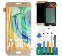 Kit de montage d'écran LCD de rechange pour Samsung Galaxy J7 2016 J710 J710F J710M/H Film trempé, colle et outils Doré