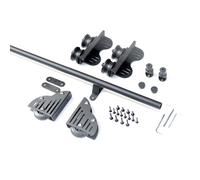 Kit de montage d'escalier coulissant rond avec rouleau de sol et frein - Noir rustique - 6,1 m - Parfait pour intérieur et maison - Loft bibliothèque et store enrouleur de 2 m