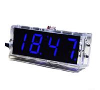 Kit de montage d'horloge numérique LED à 4 chiffres pour apprentissage pratique avec affichage de l'heure, de la température, de la date et de la lumière (bleu)