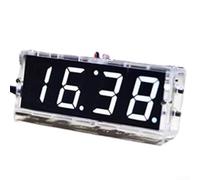 Kit de montage d'horloge numérique LED à 4 chiffres pour apprentissage pratique avec affichage de l'heure, de la température, de la date et de la lumière (blanc)