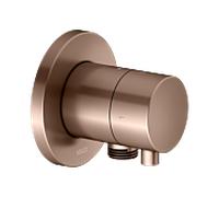KEUCO IXMO Vanne d'inversion à encastrer 2 consommateurs, raccord de flexible avec poignée Comfort, avec arrêt, rosace ronde, 59557291101, Couleur: rouge or brossÃ©